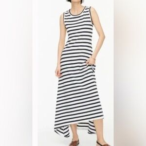 J. Crew Navy and White Striped Maxi Dress Cotton Nautical Preppy Classic Small